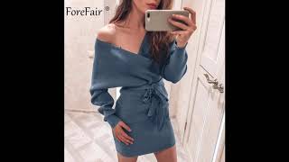 Lastrafashion Sexy Bodycon Wrap Sweater Dress