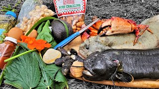 Foraging a Meal Fit for a King!! Eel, Kelp, Clams, Fish, Crab, Mussels, Wild Greens