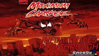 Spider-Man and Venom Maximum Carnage: Infinite Lives Playthrough (Snes9X) (1080p 60fps)