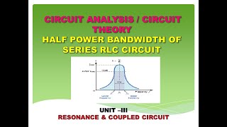 Bandwidth of series RLC circuit | Half power frequencies | Bandwidth of rlc series circuit