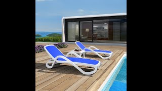 Hotel Outdoor Stackable Plastic Frame Stationary Chaise Lounge Adjustable Sunbed Beach Chair