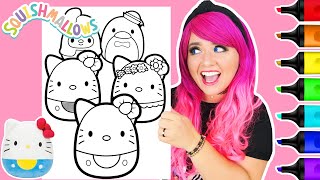 Coloring Hello Kitty Squishmallows Plushies Coloring Page | Caliart Markers