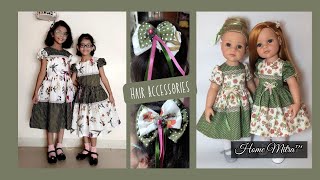 Frock for little girls full cutting and stitching tutorial+hair accessories / फ्रॉक कटिंग और सिलाई