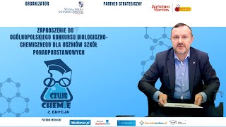 Zaproszenie  Rektora dr n. chem. Sebastiana Grzyba do 2 edycji konkursu "Czuję Chemię"