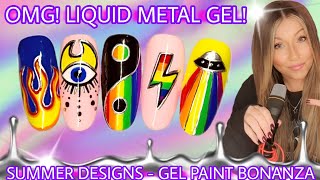 ☯️ Summer nails | Chrome gel paint | Easy rainbow nail art design | UFO Flames Yin Yang Bright Trend