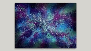 GALAXY Nebula SPONGE Painting with ACRYLICS Quick & EASY Acrylic Painting DEMO