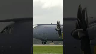 🛫 French Air Force Airbus A400M Atlas F-RBAQ taking off at Luxembourg Airport (LUX) #planespotting