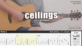 ceilings - Lizzy McAlpine | Fingerstyle Guitar | TAB + Chords + Lyrics