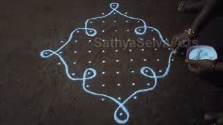 Daily new kolam | 11 x 1 dots simple kolam | sikku kolam | easy kambi kolam | SathyaSelva Arts