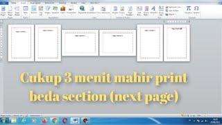 cara print word halaman 1 2 3, i ii iii, a b c. beda section (Next page)