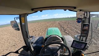 Cab view | John Deere 6195M + Kverneland Tiger 600