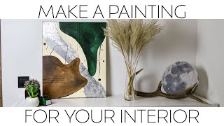 Easy DIY Abstract Canvas Art with Silver Flakes | Easy Home Decor Painting Tutorial