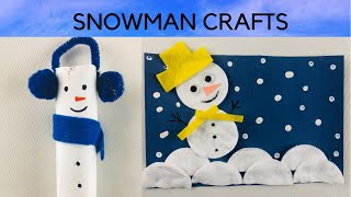 2 Easy Snowman crafts for kids☃️| Winter craft ideas for kids❄️| Paper roll, Cotton  pad snowman☃️