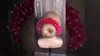 Flower burn hairstyle #shorts #ytshorts #shortfeed #bridal #flowers #flowerbun