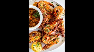 Grilled prawns/shrimp with spicy garlic lemon butter sauce. #grillingseason #prawns #shrimp