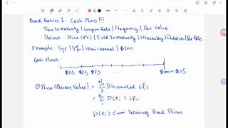 Bond Basics I -- Cash Flows -- Parameters -- Price (PV) -- Yield to Maturity -- Duration -- Par Rate