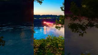 Canada illuminated the American Falls with lights. Good neighbor 😌 #niagarafalls #shorts