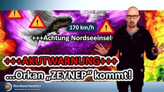 Achtung: Orkan Zeynep mit brutalen Orkanböen im Norden! Großes Zerstörungspotential!