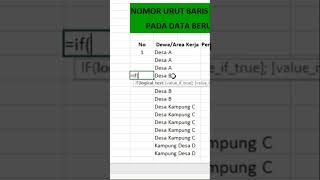 MEMBUAT NOMOR URUT DATA BERULANG (SESUAI PENGELOMPOKAN DATA) #belajarexcel #excelpemula #trikexcel