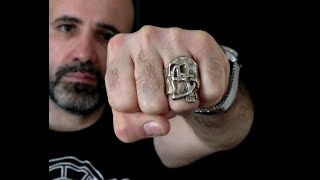 Men's Designer Silver Skull Ring. USA Artisan Handcrafted | Skull Death Jewelry | LUGDUN ARTISANS