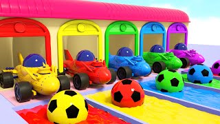 Vehicles Finger Family + Car Bath Song | Crane and Soccer Balls | Kids Songs & Baby Nursery Rhymes