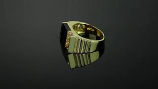 Men's .30 TCW Genuine Onyx Cubic Zirconia Accent 14k Yellow Gold-Plated Classic Ring