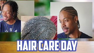 My Brother's Full Hair Care Day | Wash, Treat, Trim & Style | Men's Hair Journey