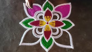 mahashivratri maasimadham beautiful flowerkolam#trending #rangoli/colorrangoli/gokulramyakolangal