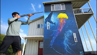 Turkey Hunt - Huge 3 Story Mural in One Day!