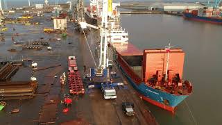 Baldwins Heavy Lift & Mammoet, Port of Liverpool. ABB Transformer Discharge from MV Wilson Ghent.