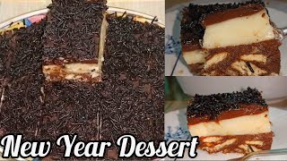 3 Layered Chocolate Biscuit Pudding Recipe | New Year Dessert | Simple Dessert Without Oven