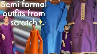 Plain dress designing ideas| Outfits from scratch | Semi formal dresses designs| Dholki outfit ideas