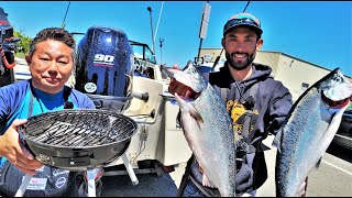 Sushi Chef HIRO Catches FIRST SALMON and Tries my Smoked Salmon Recipe!