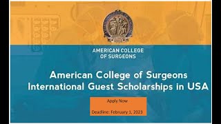 International Scholarships for Surgical Education in the United States of America for Surgeons