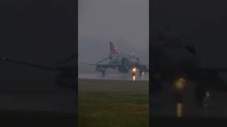 🌧️✨ Twin Turkish F-4E Phantoms Rainy Runway Taxi with Spectacular Light Reflections | #short #shorts