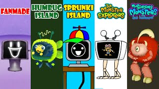 Sprunki, Humbug Island, The Monster Explorers, The Lost Landscapes, Fanmade | Compare Designs