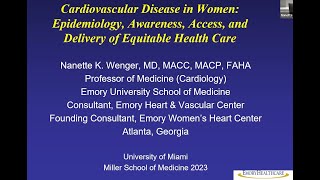 2023-06-14 UM / JMH Cardiology Grand Rounds - Nannette Wenger, MD- "Cardiovascular Disease in Women”