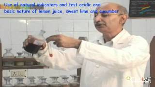 Use of natural indicators and test acidic and basic nature of lemon juice,sweet lime and cucumber