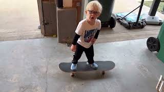 Corbin dropping into the garage on skateboard