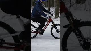 Bike in snow filmed by drone (AOS80 + Ronin + BMPCC4k)