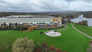 Aerial Flight Around JCB Lake Helicopter Landing on Helipad