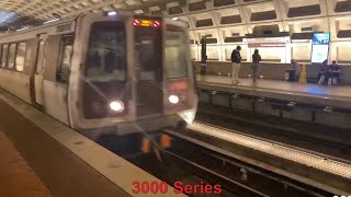 WMATA Metrorail 3000 Series Red Line Rolls Into Metro Center