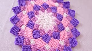 Easy Tunisian crochet in round / baby blanket and crochet tablecloth part 2