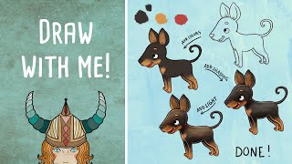 Draw with me - real time coloring process - my dog Quinn