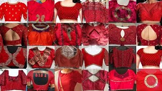 Red Colour Back Neck Blouse Designs /Blouse Designs