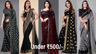 Beautiful Black Sarees Collection | Flipkart Partywear Black Sarees Under Rs.500/-