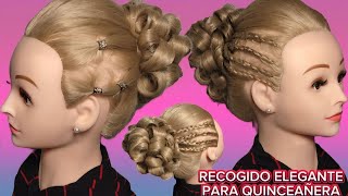 Hermoso Peinado Recogido Para Quinceañera 🫅✨/ Tutorial  De Los Paso A Paso  ..