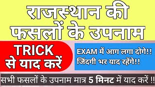 राजस्थान की फसलों के उपनाम | फसलों के उपनाम | Rajasthan ki faslo ke upnam | Rajasthan gk Trick