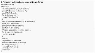 Insert an element in an Array in C