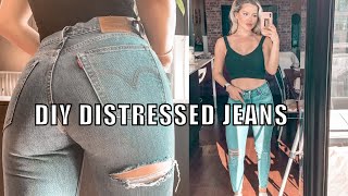 DIY VINTAGE DISTRESSED JEANS